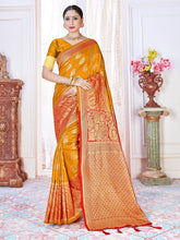 Orange Banarasi Art Silk Woven Saree